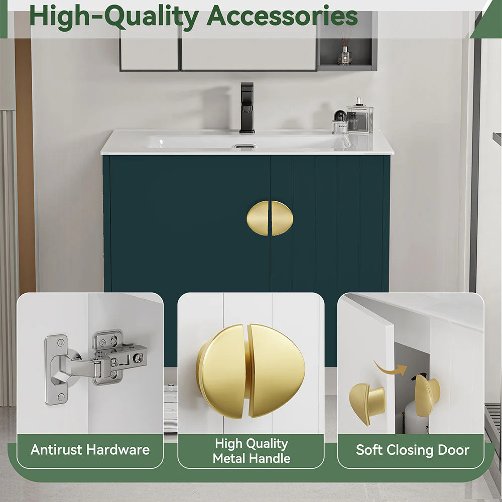 Sigsoul 24 Inch Floating Bathroom Vanity | Green - Image 3